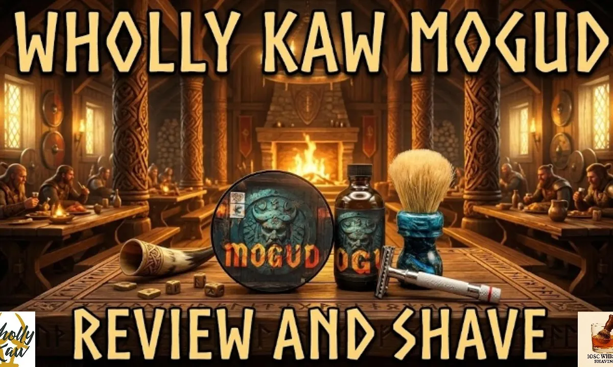 Thumbnail for a Wholly Kaw Mogud review and shave, the Chrille Shaver collab soap and splash set