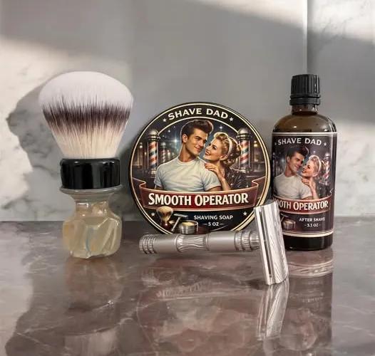 Shave Dad Smooth Operator soap displayed at the Strike Gold table, Texas Wet Shave Meetup