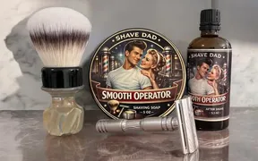 Shave Dad Smooth Operator soap displayed at the Strike Gold table, Texas Wet Shave Meetup