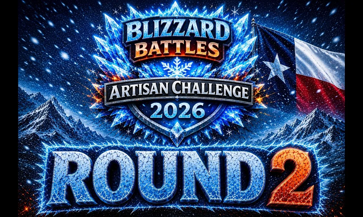 Bary Bedford hosts Blizzard Battles 2026 Artisan Challenge Round 2, Adopted Acres Triple Dog Dare facing Denton Majik CryoMajik