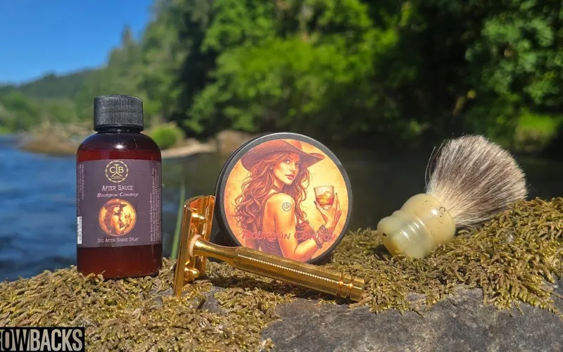 Tobin Fetters shaving outdoors with the Vintage Star razor in Oregon
