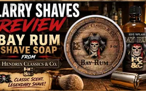Larry Shaves video thumbnail for HC&C Bay Rum shave soap and splash review