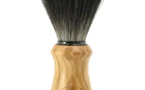 Omega Black Hi-Brush Fiber Shaving Brush, Olive Wood Handle
