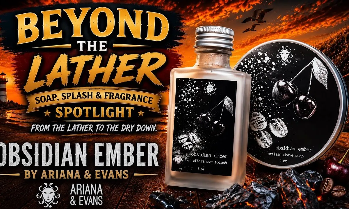 Long Island Shaving Beyond the Lather episode 1 featuring Ariana and Evans Obsidian Ember shave soap and aftershave splash