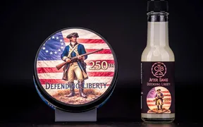 The Cajun Blade Defending Liberty 250th Anniversary soap label