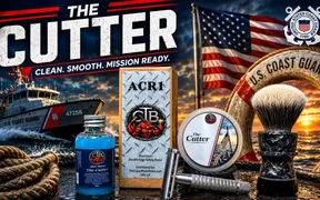 Long Island Shaving YouTube thumbnail for the Cajun Blade ACR1 safety razor and The Cutter Coast Guard tribute soap review