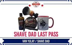 Bary Bedford holding the Van Yulay Last Pass shaving soap, a Shave Dad collaboration