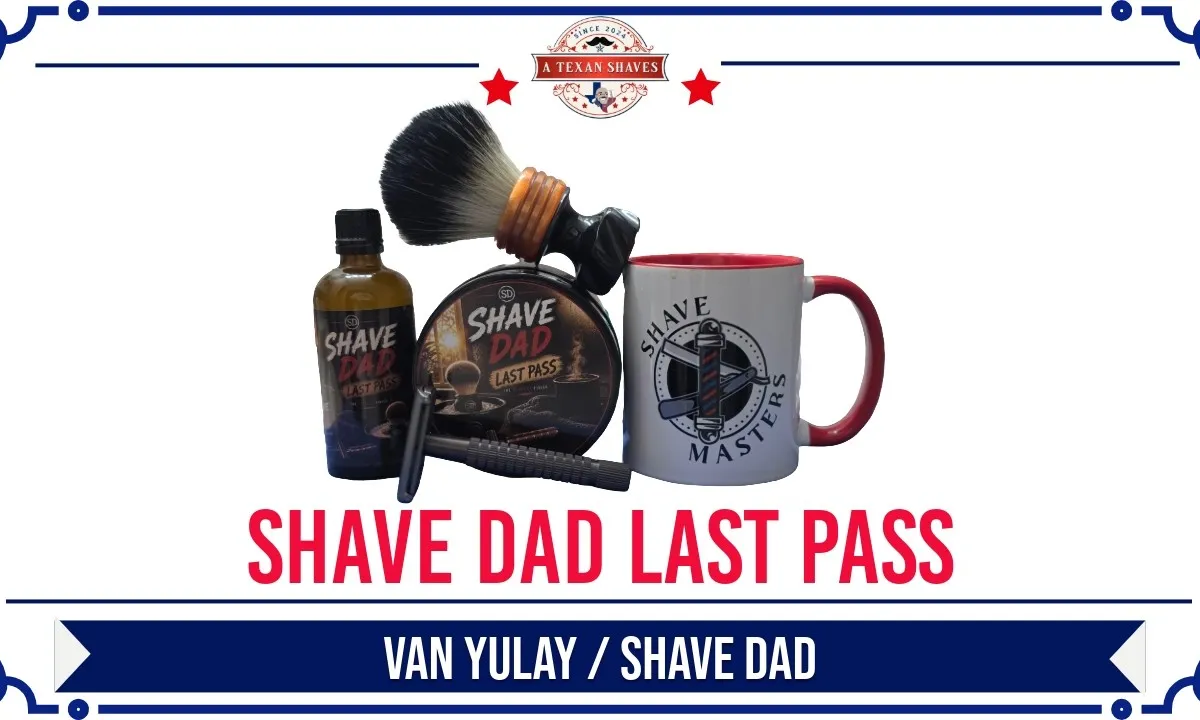 Bary Bedford holding the Van Yulay Last Pass shaving soap, a Shave Dad collaboration