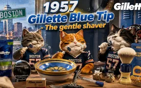 Gillette Blue Tip twist-to-open safety razor, fourth quarter 1958