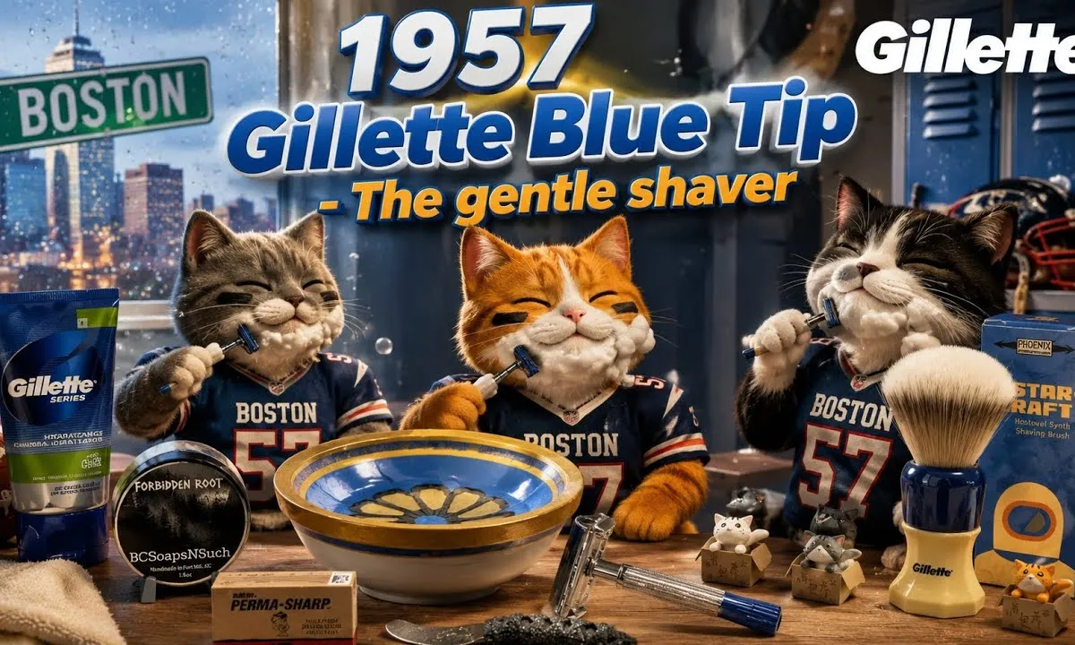 Gillette Blue Tip twist-to-open safety razor, fourth quarter 1958