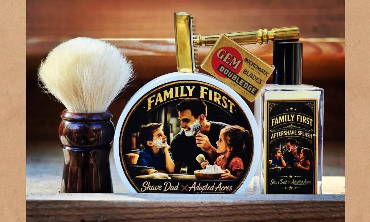 Adopted Acres Soap Co and Shave Dad Family First shaving soap and aftershave splash set