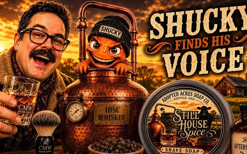 YouTube thumbnail for Chad Makes Wet Shaving's Adopted Acres Stillhouse Spice shave video