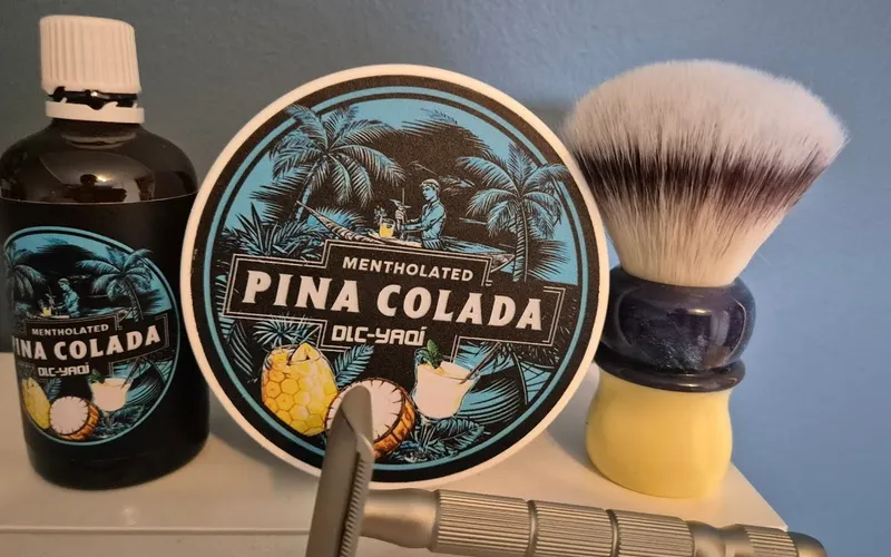 Fred Shaves video thumbnail: summer shave with Yaqi Pinacolada Chillers soap and Caveem razor