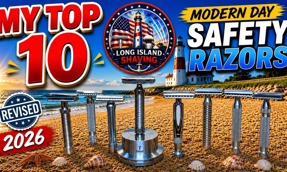 Mike from Long Island Shaving presenting his top 10 modern double edge safety razors for 2026