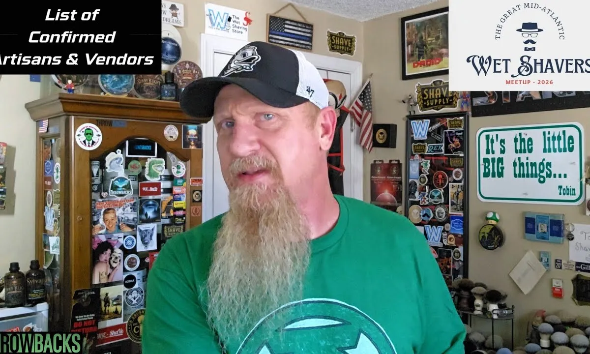 Tobin Fetters video thumbnail for the Mid-Atlantic Wet Shavers Meetup 2026 October update