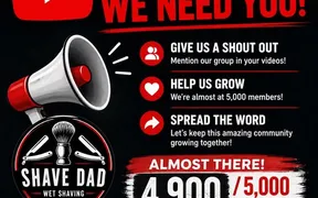 Shave Dad Facebook group post announcing the milestone of nearly 5,000 members