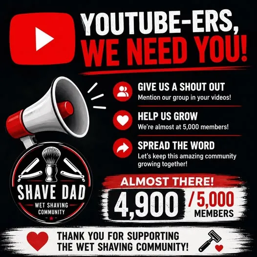 Shave Dad Facebook group post announcing the milestone of nearly 5,000 members