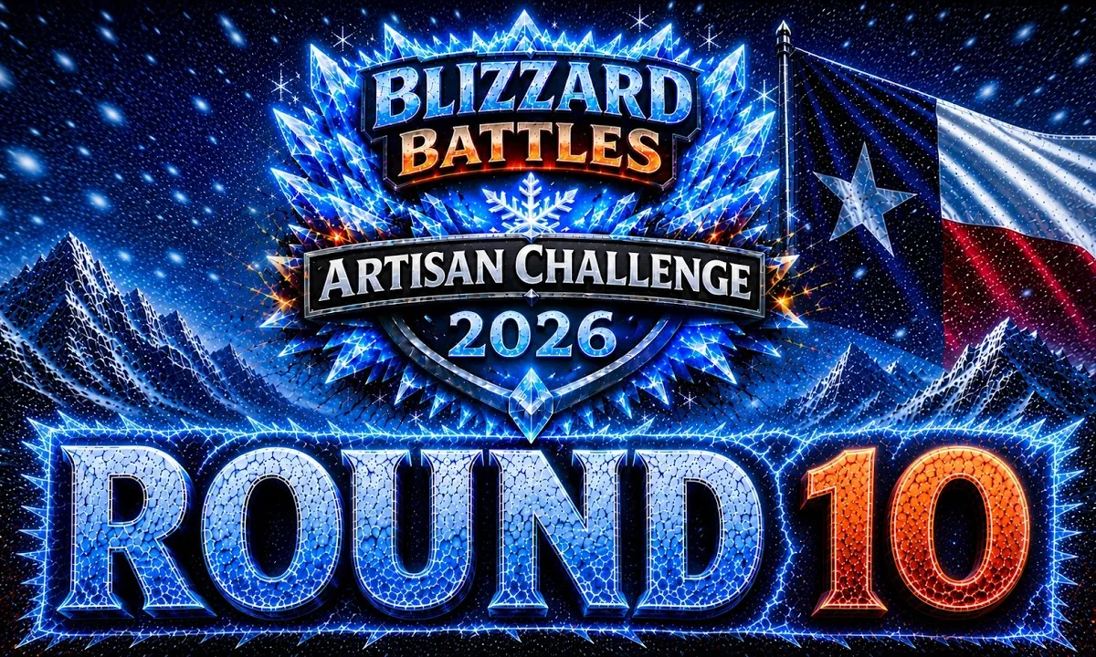 YouTube thumbnail for Blizzard Battles 2026 Artisan Challenge Round 10, pitting Hendrix Classics Dane Bitter Cult against The Cajun Blade Sub-Zero