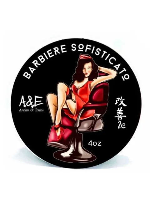 Ariana & Evans Barbiere Sofisticato Shaving Soap logo with vintage woman illustration