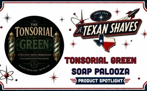 Video thumbnail for A Texan Shaves' Tonsorial Green review, featuring the Soap Palooza shave soap and splash