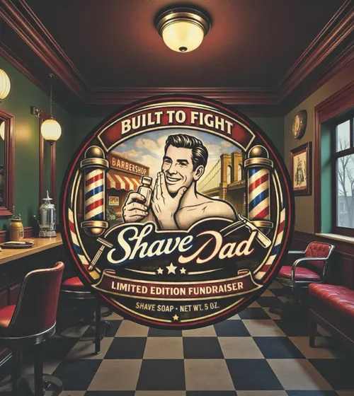 Built To Fight — Shave Dad community fundraiser shaving soap, aftershave, and EDP — image from Shave Dad's Instagram announcement