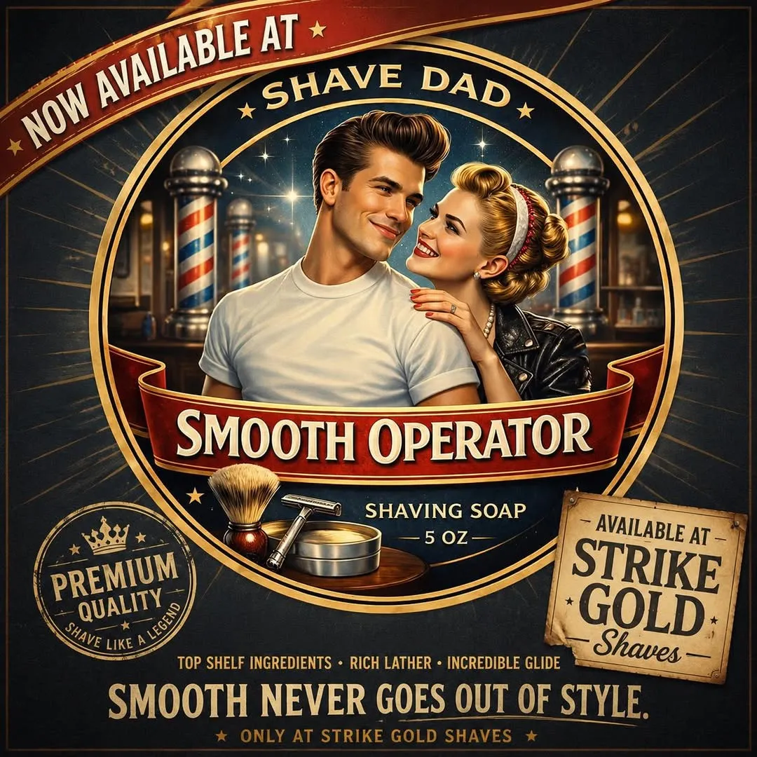 Smooth Operator shave soap and aftershave splash from the Shave Dad x Strike Gold Shave collaboration