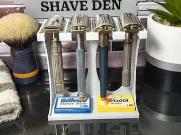 3D Printed 4-Slot Double Edge Razor Stand with Tray