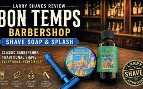Larry Shaves unboxing The Cajun Blade's Bon Temps Barbershop soap and aftershave splash
