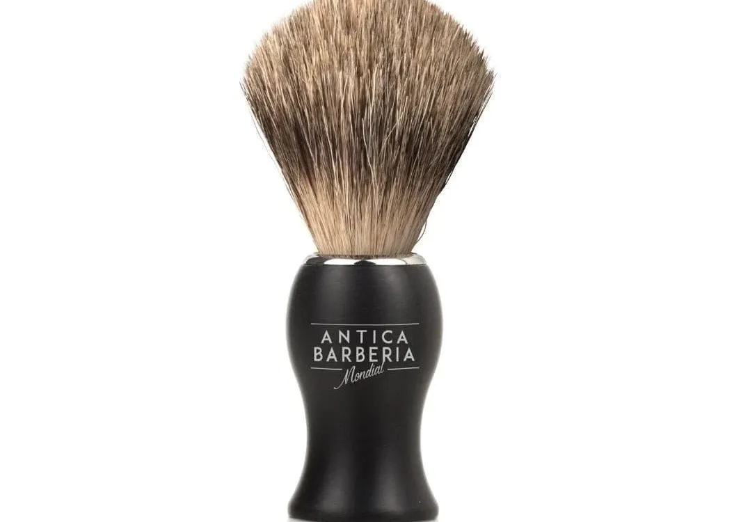 Antica Barberia Mondial Panther Black Brushed Aluminum Shaving Lather Brush