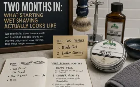 Wet shaving setup with brush and soap