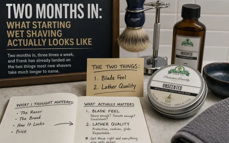 Wet shaving setup with brush and soap