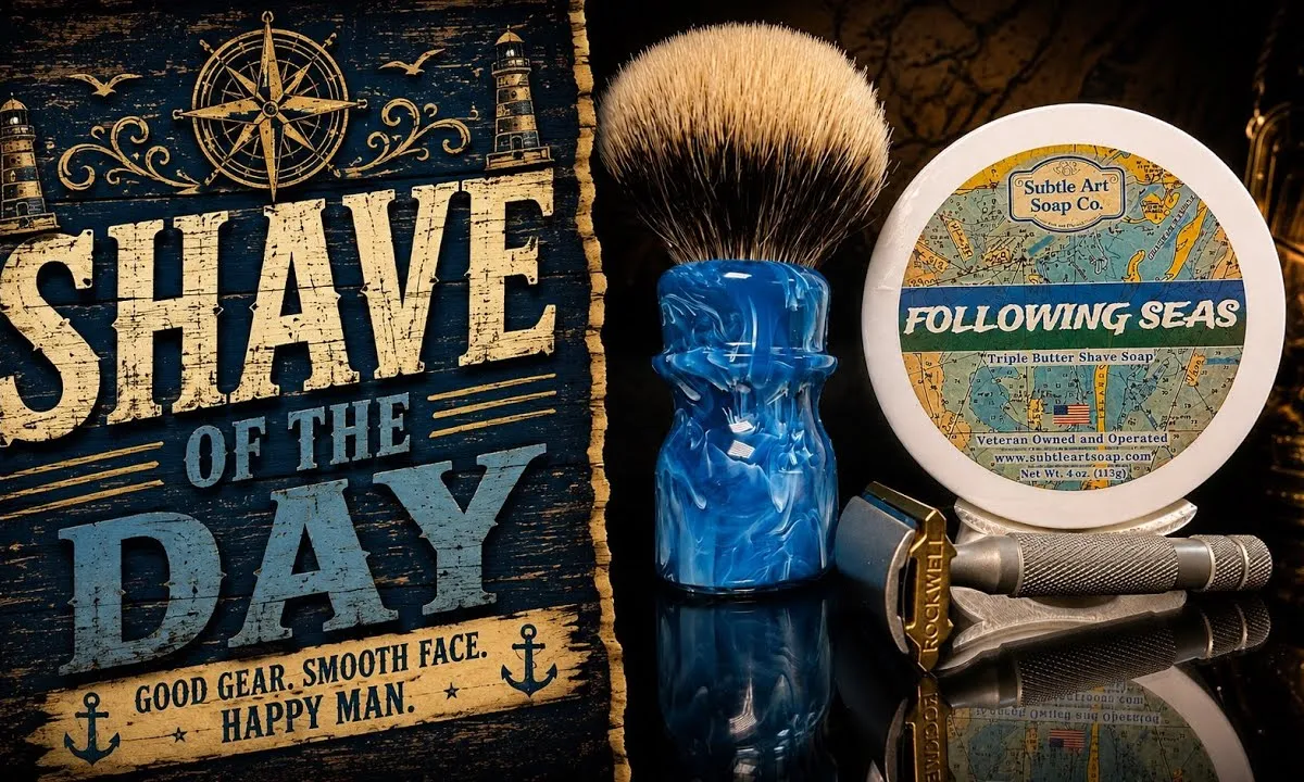 Video thumbnail for a shave with Subtle Art Following Seas, Boti Ocean Current brush, and PAA Ascension Select