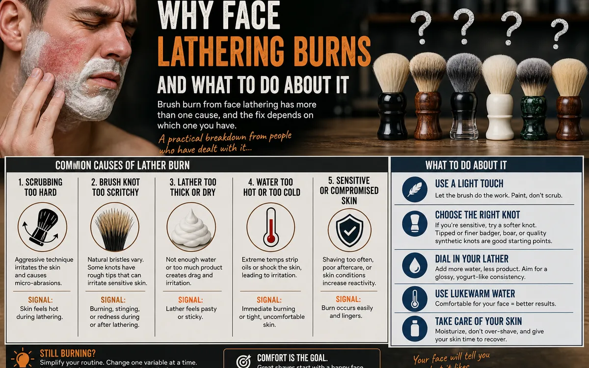 Shaving brush building lather in a ceramic bowl