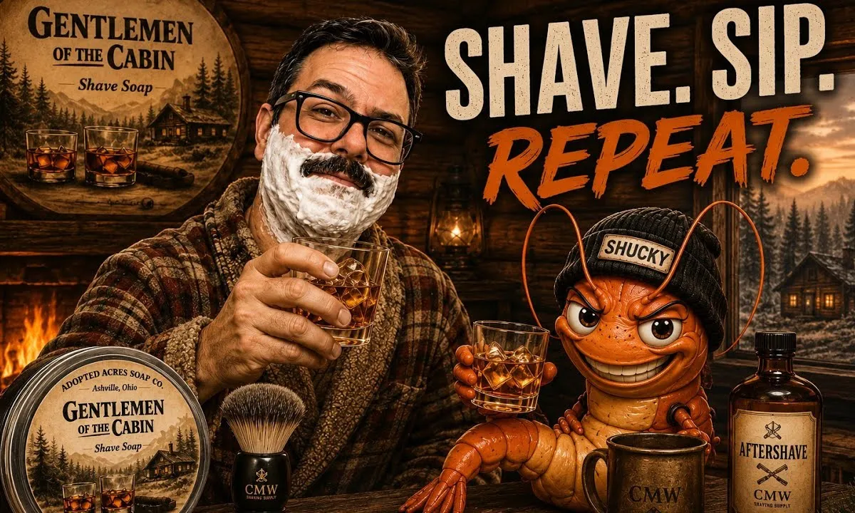 Video thumbnail for Adopted Acres Gentlemen of the Cabin shave soap and Sheffield Silver Steel 6/8 wedge razor