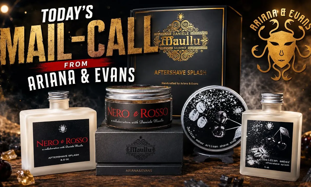 Mike from Long Island Shaving unboxes Ariana & Evans Nero e Rosso and Obsidian Ember in new glass jars