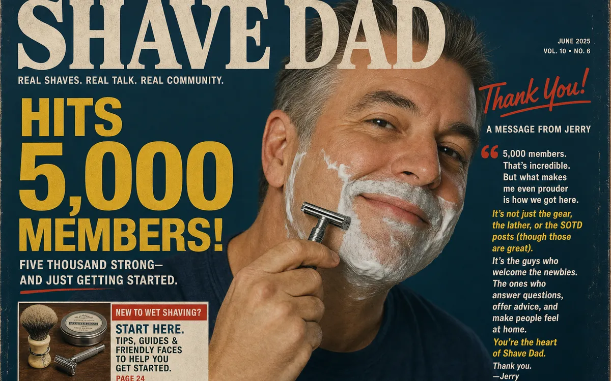Shave Dad group 5,000 members celebration graphic
