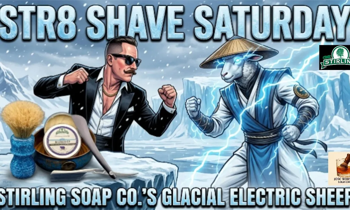 10SC Whiskey Shaving video thumbnail for the Glacial Electric Sheep straight razor shave