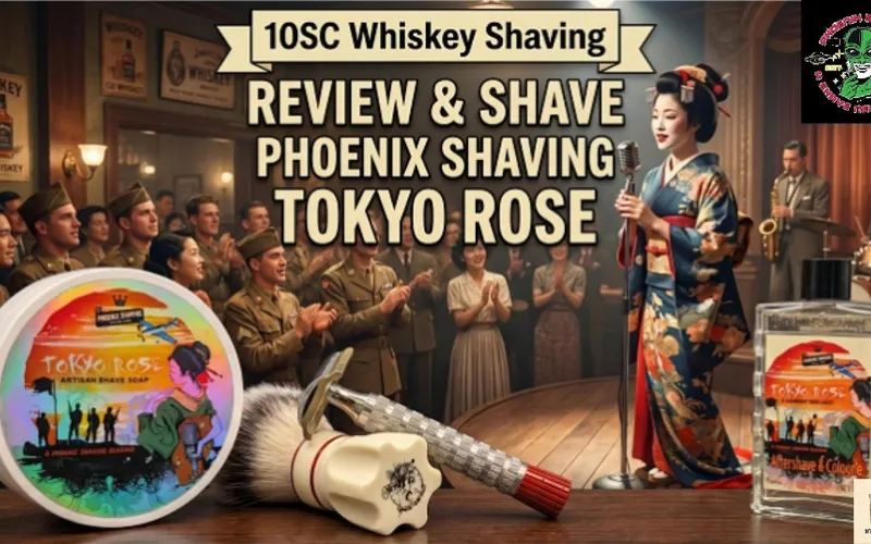 Phoenix Shaving Tokyo Rose artisan shaving soap with holographic label