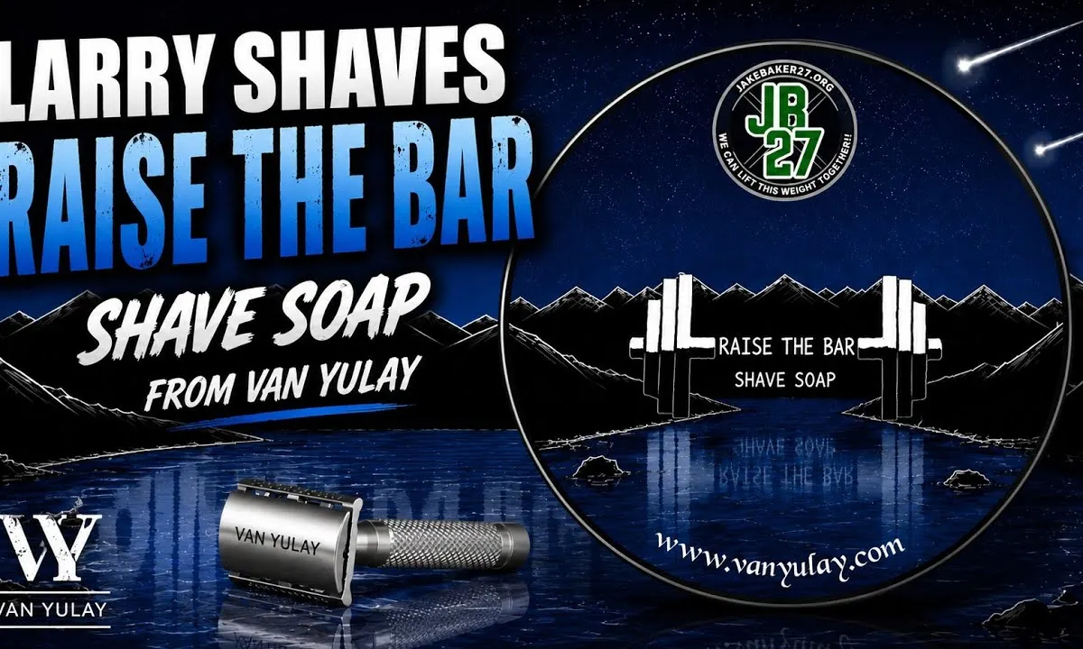 Video thumbnail for Larry's Van Yulay Raise the Bar shave soap review with the Leaf Twig razor and honeycomb shave bowl