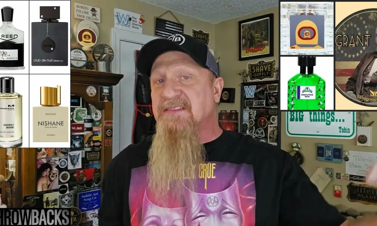 Tobin Fetters, thumbnail for his fragrance 101 video breaking down the difference between clones, dupes, and homages