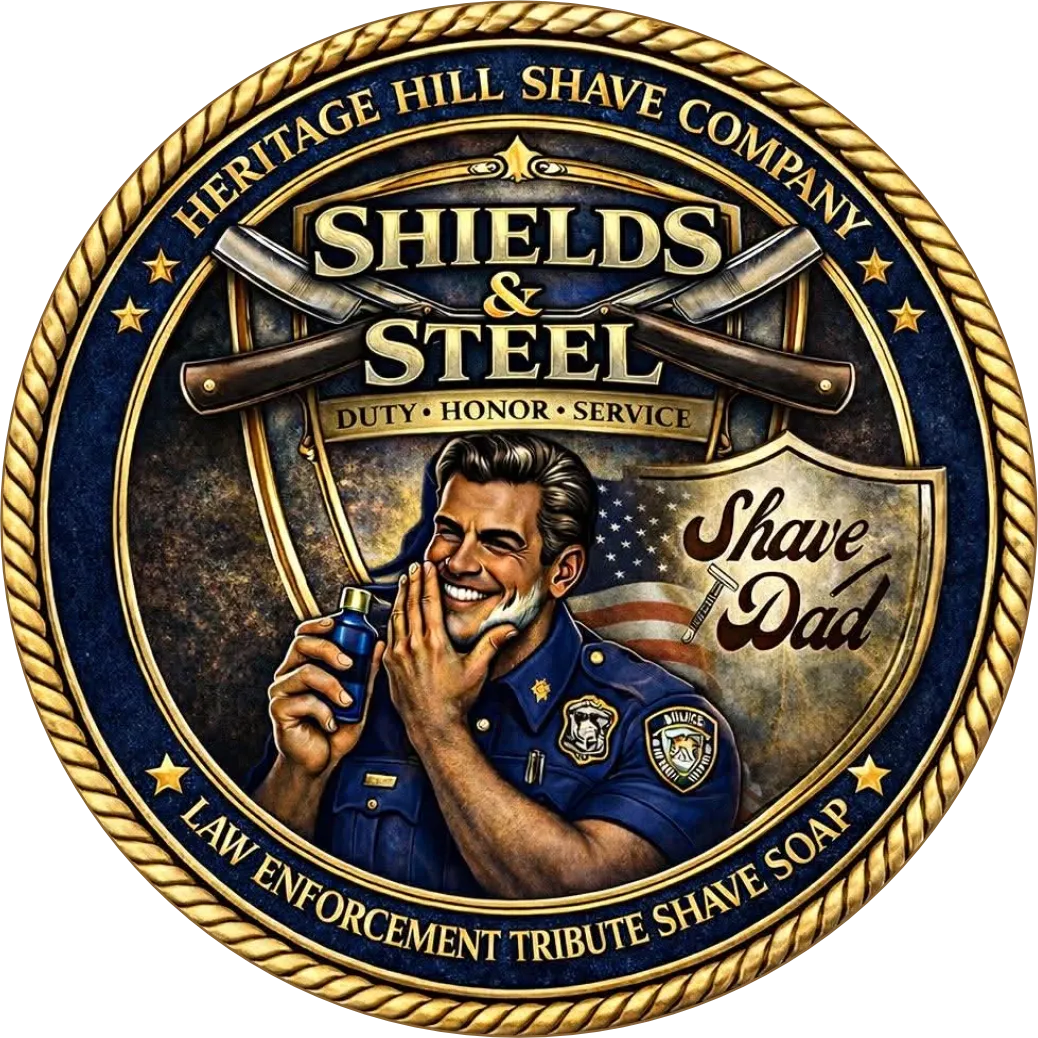 Shields & Steel Law Enforcement Tribute tallow shaving soap by Heritage Hill Shave Co and Shave Dad
