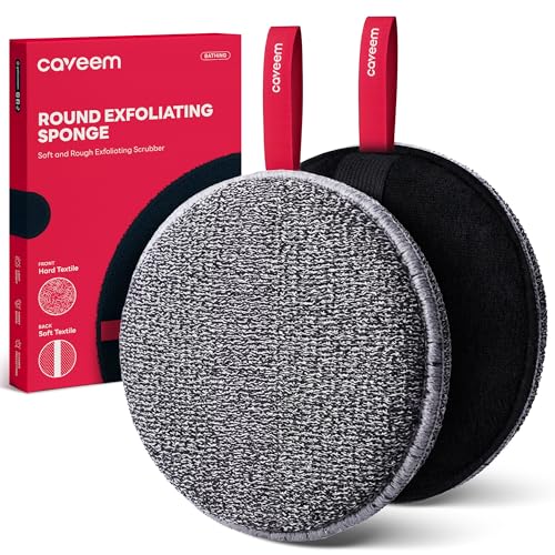 Caveem Exfoliating Body Scrubber, Bath and Body Scrub Buffer, Body Exfoliator for Remove Dead Skin, Gentle and Rough Lightweight Sponge for Shower (2 Pack)