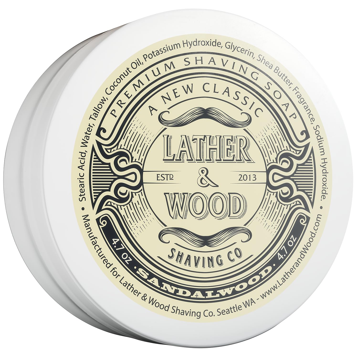 Lather & Wood Sandalwood Tallow Shaving Soap (4.6 oz)