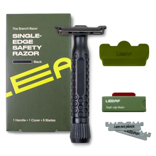 Leaf Shave | Branch Razor, All-Metal, Single-Edge Safety Razor with Travel Cover and 5 Refills