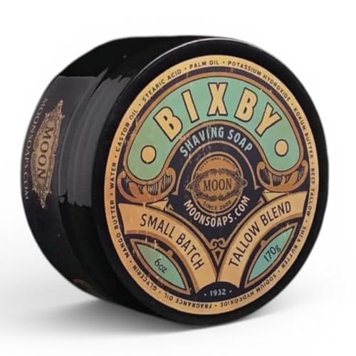 Moon Soaps Bixby- Luxury Tallow Shaving Soap with Coastal Aquatic, Black Tea, Bergamot & Smoked Vanilla Scent, 6 oz