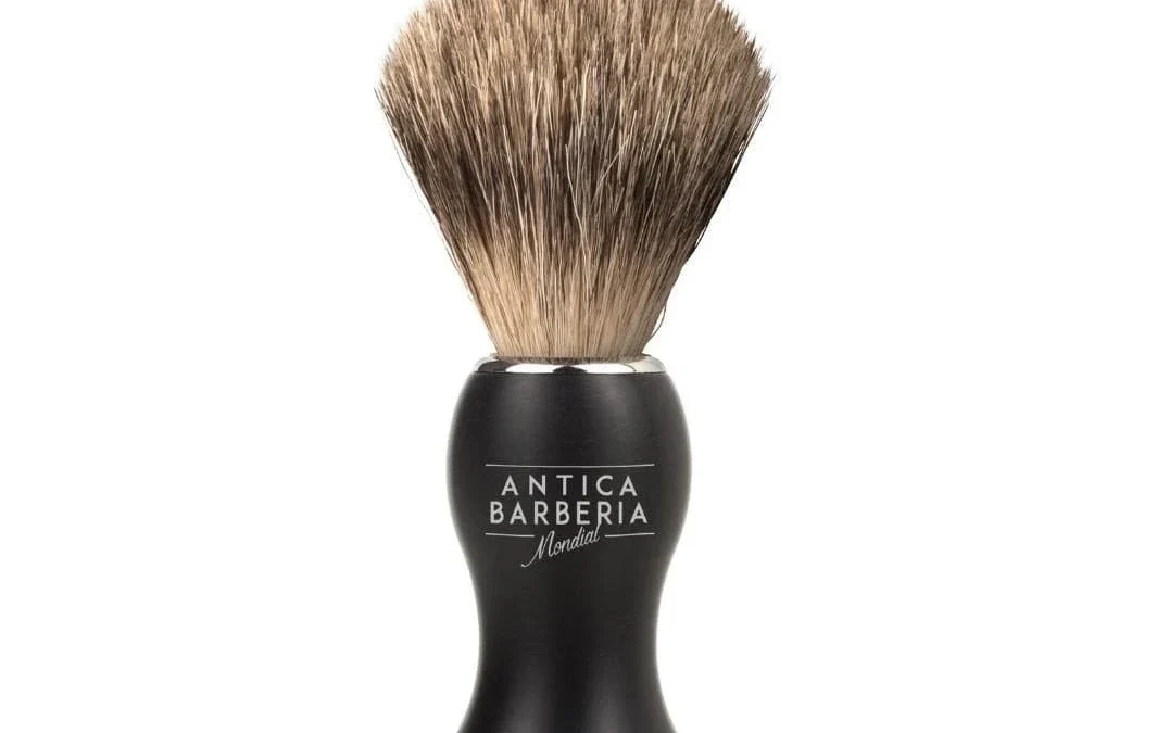 Antica Barberia Mondial Panther Black Brushed Aluminum Shaving Lather Brush